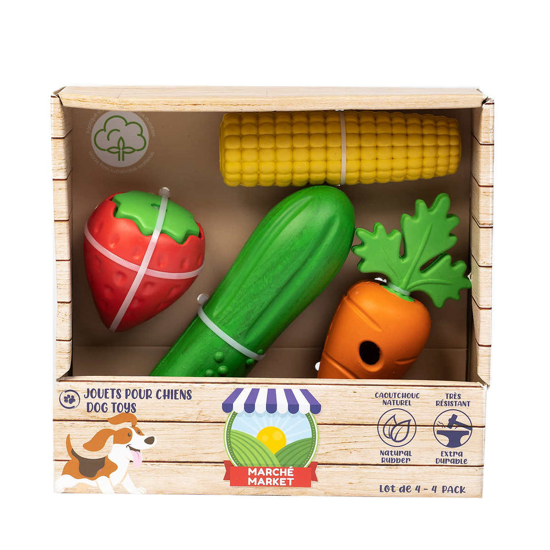 Pur Play - Farmer's Basket Set of 4 Toys in 100% Natural Rubber