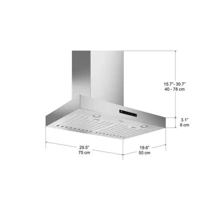 Ancona - 30 in Wall-Mounted Rectangular Range Hood