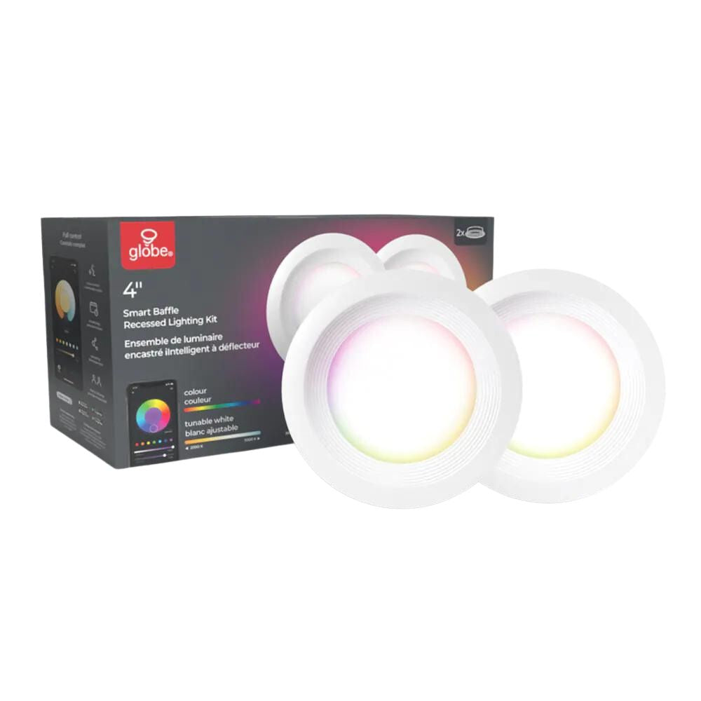 Globe - 4" 2pcs Slim LED Smart Recessed Fixture 