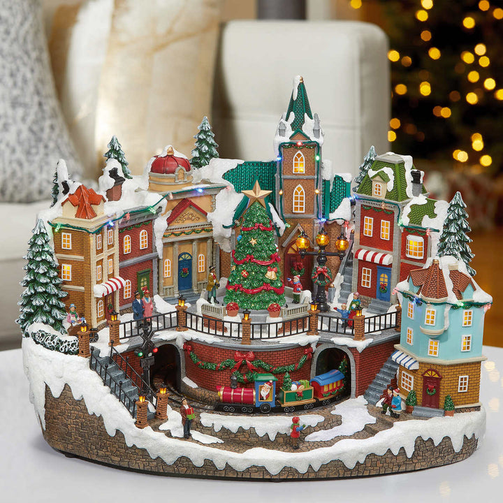 Snowy Holiday Village Centerpiece