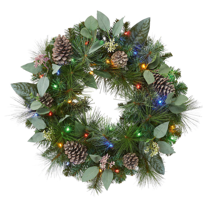Lighted wreath with 30 LED lights, battery-powered