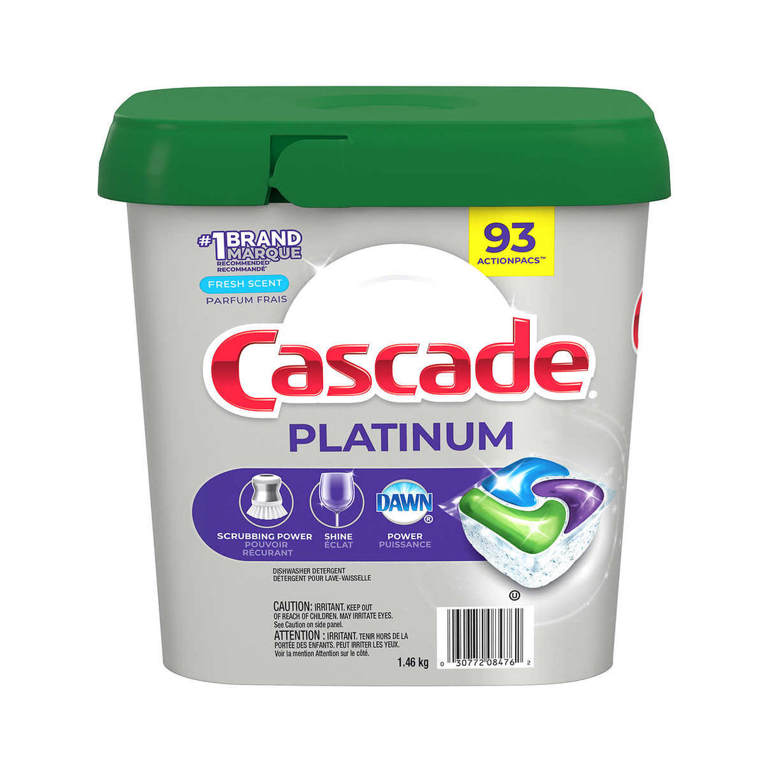 Cascade Platinum Dishwasher Detergent, 93 ActionPacs