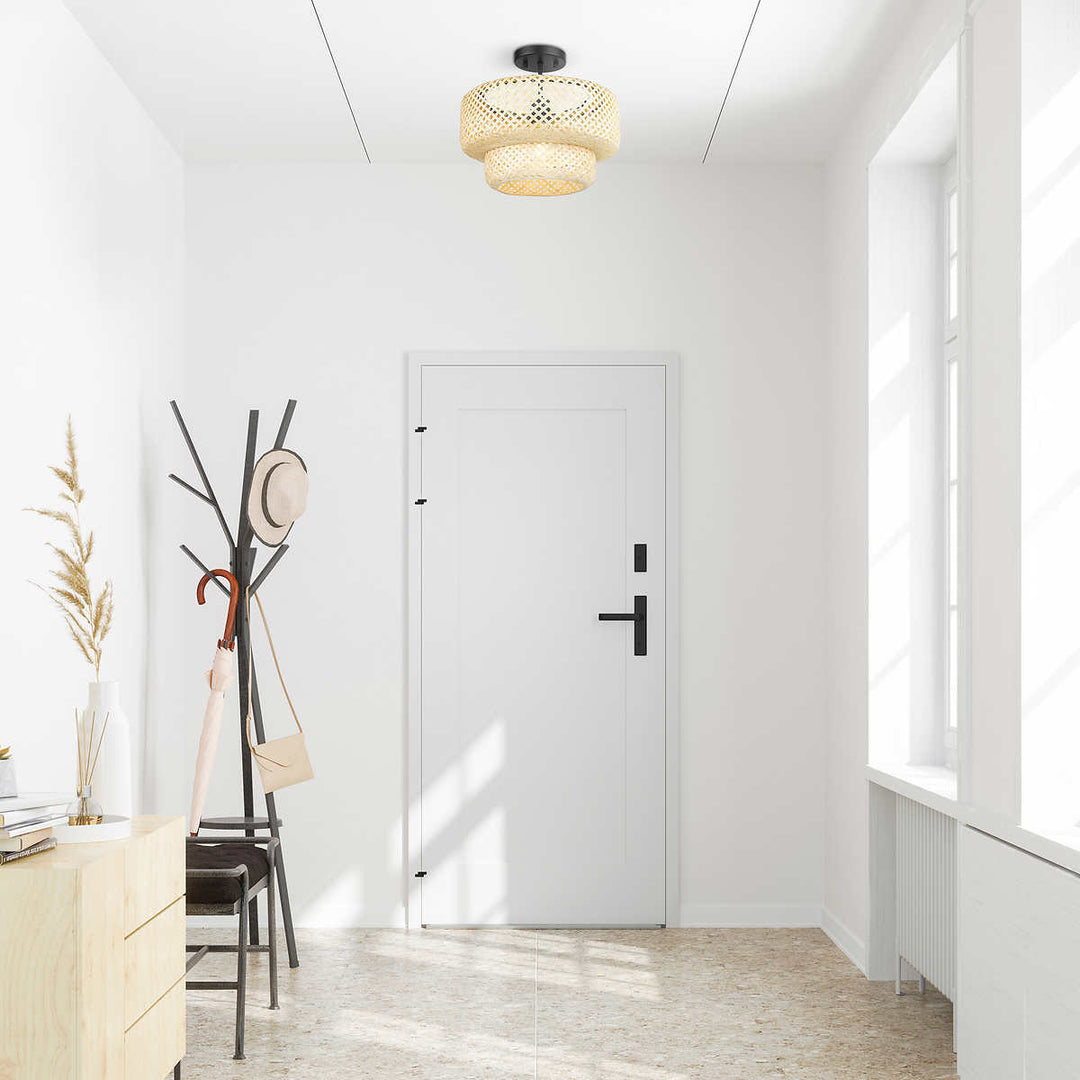 OVE - Makara Bamboo 1-Light Semi-Flush Mount Ceiling Fixture