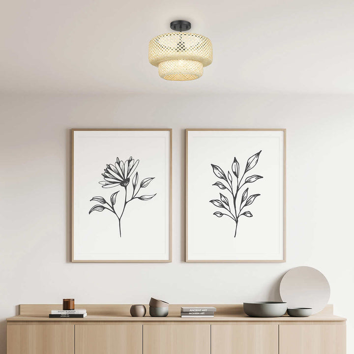 OVE - Makara Bamboo 1-Light Semi-Flush Mount Ceiling Fixture