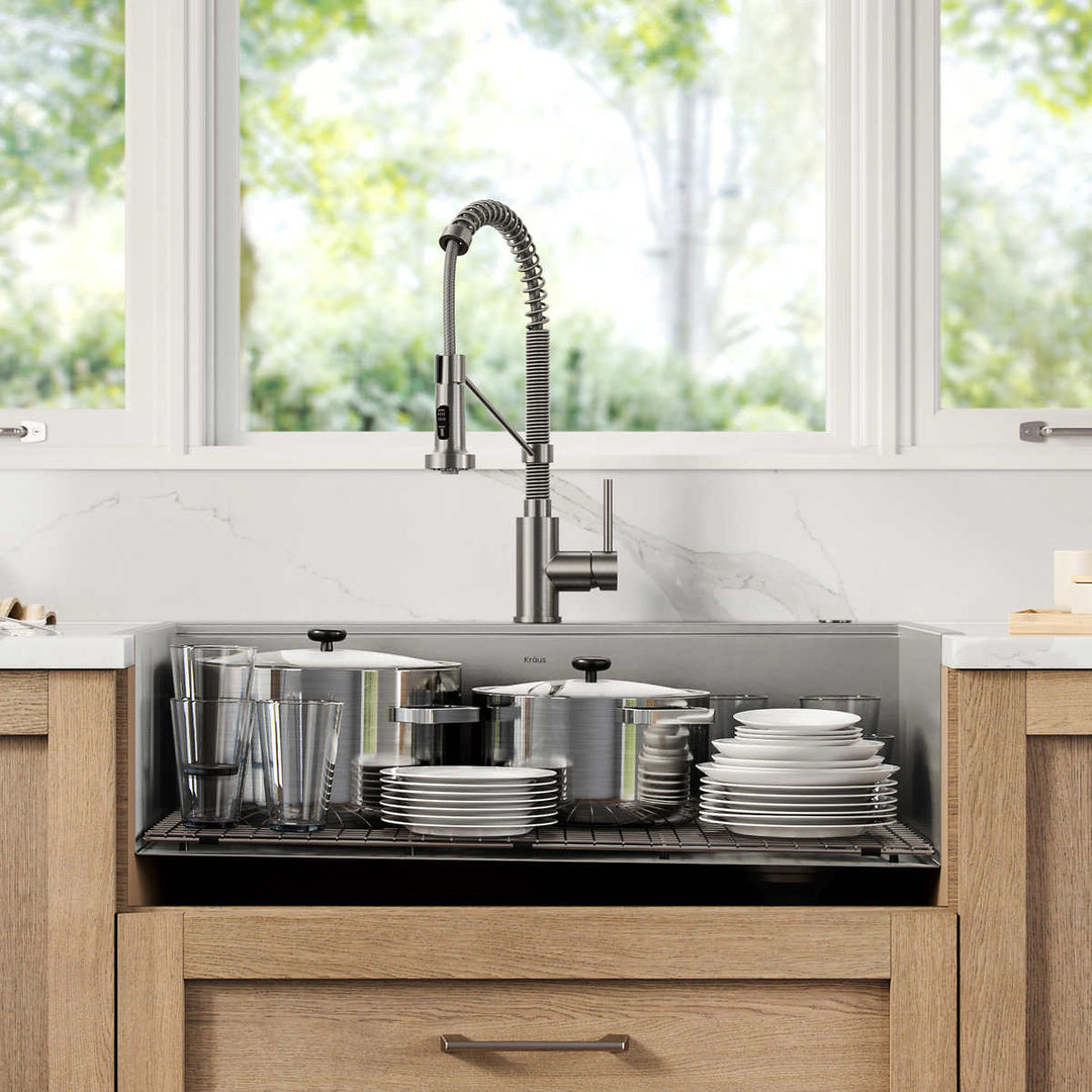 Kraus - 33 in single bowl kitchen sink for workstation with two mountings