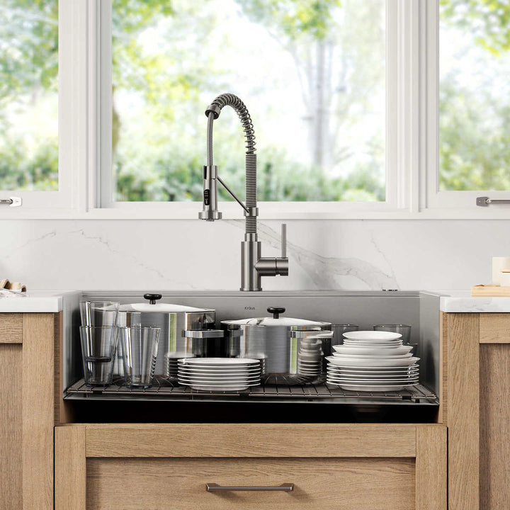 Kraus - 33 in single bowl kitchen sink for workstation with two mountings