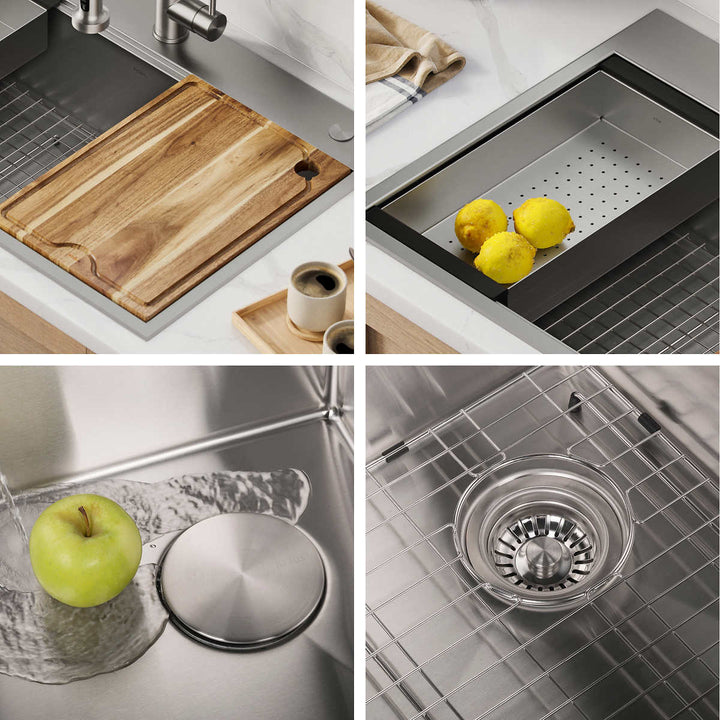 Kraus - 33 in single bowl kitchen sink for workstation with two mountings