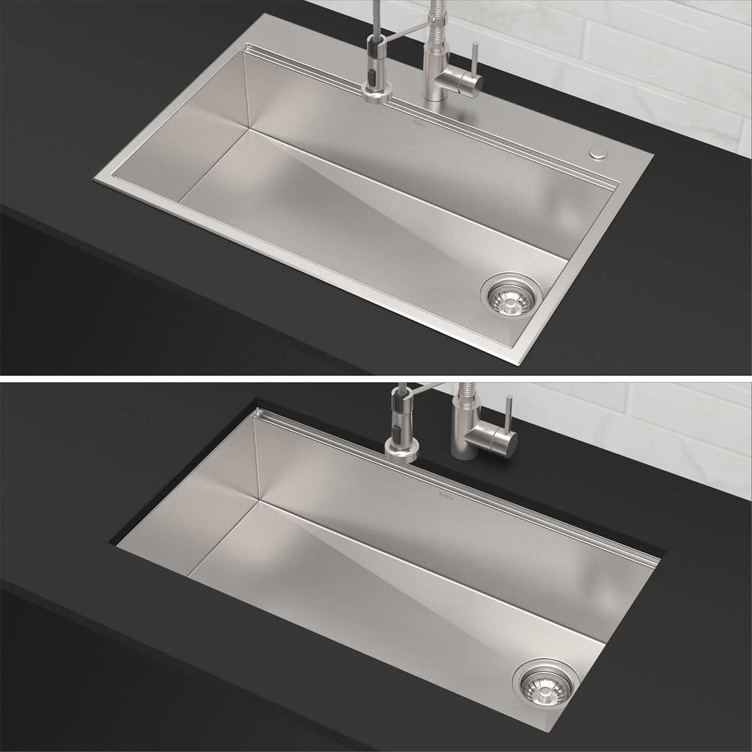 Kraus - 33 in single bowl kitchen sink for workstation with two mountings