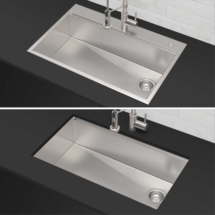 Kraus - 33 in single bowl kitchen sink for workstation with two mountings