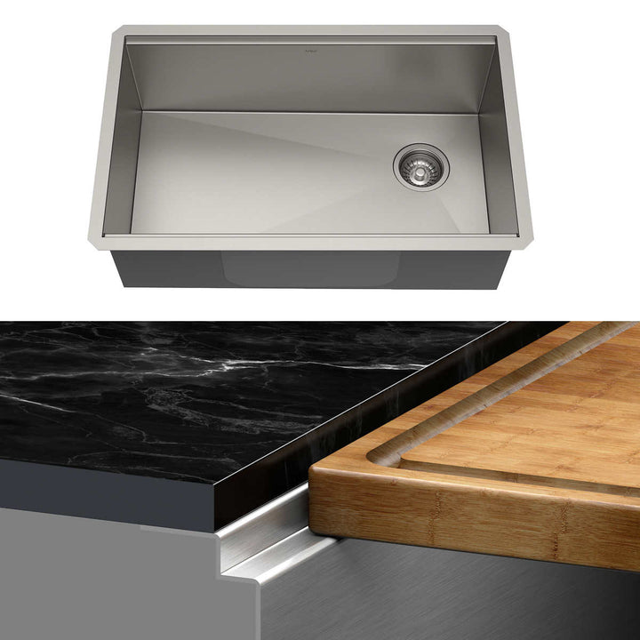 KRAUS - Évier encastré de 32 po avec robinet et accessoires