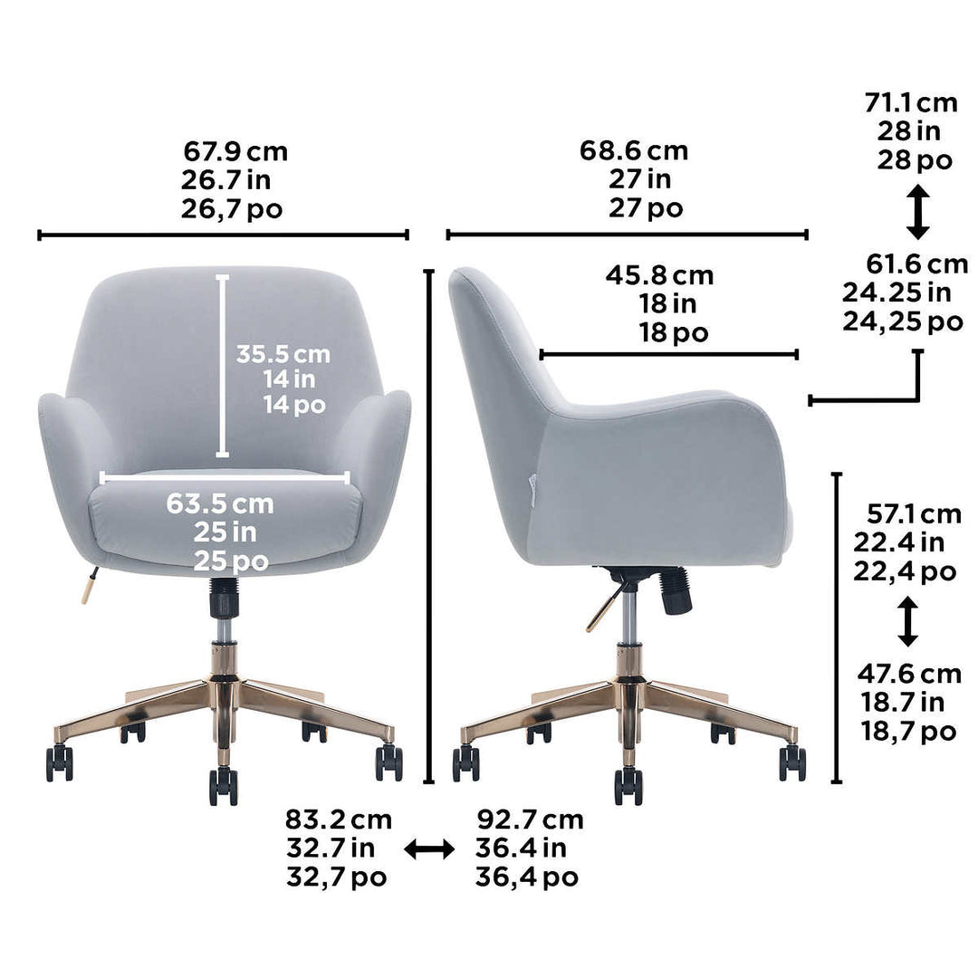 Lillian August Elyse - Velvet Fabric Office Chair