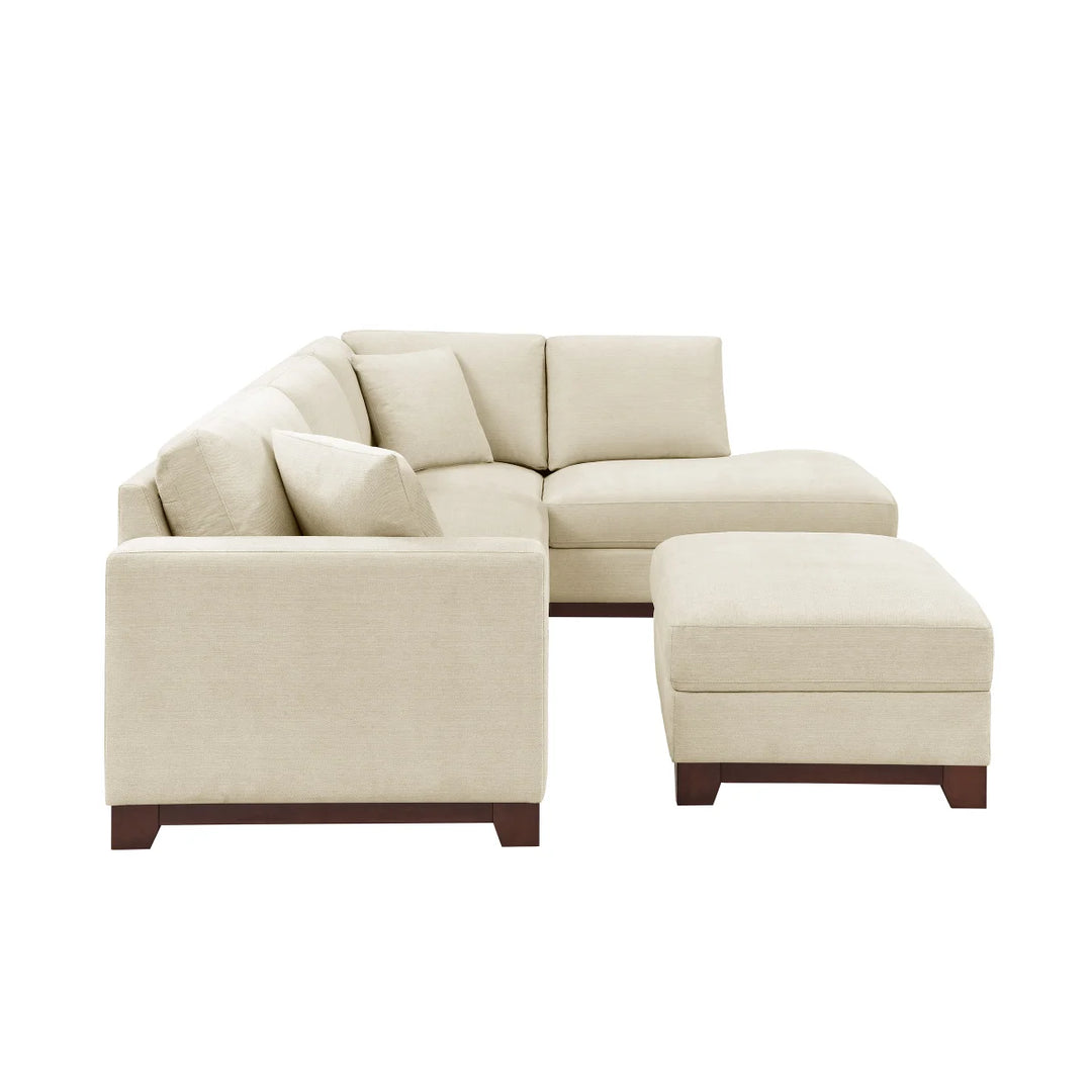 Thomasville - 3-Piece Fabric Sectional with Storage Ottoman