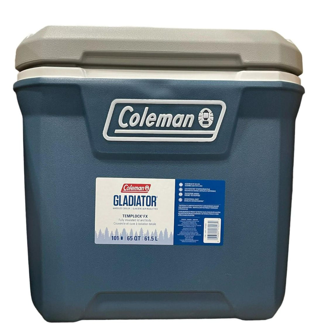 Coleman Hard Rolling Cooler, with Handle, 61.5 L, Blue