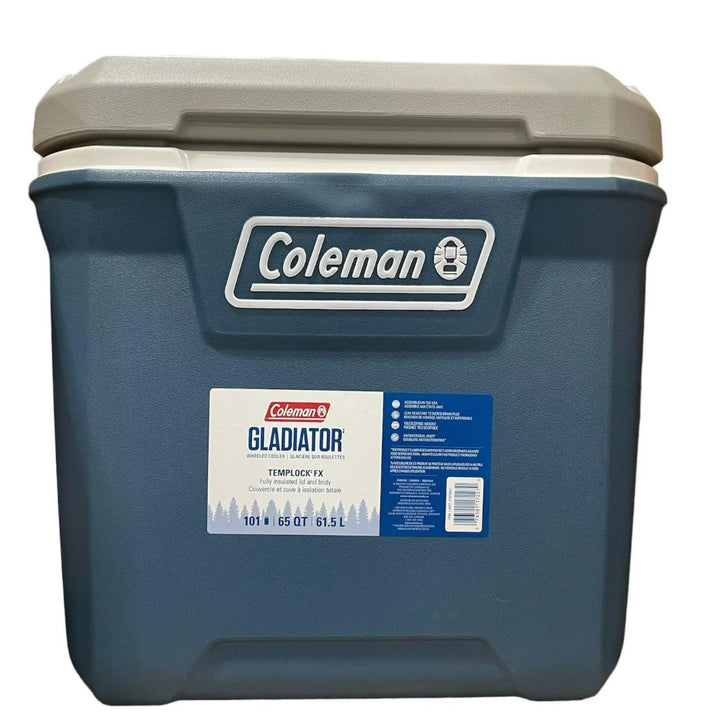 Coleman Hard Rolling Cooler, with Handle, 61.5 L, Blue