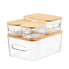 Smart Store Clear Storage Bins with Bamboo Lids - 4-Pack