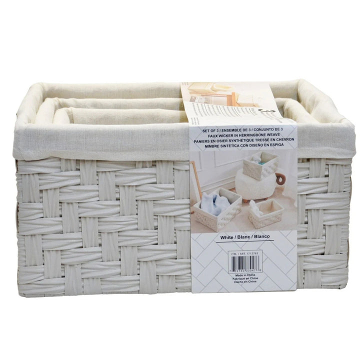 Baum - Bacs en faux osier à chevrons, paquet de 3