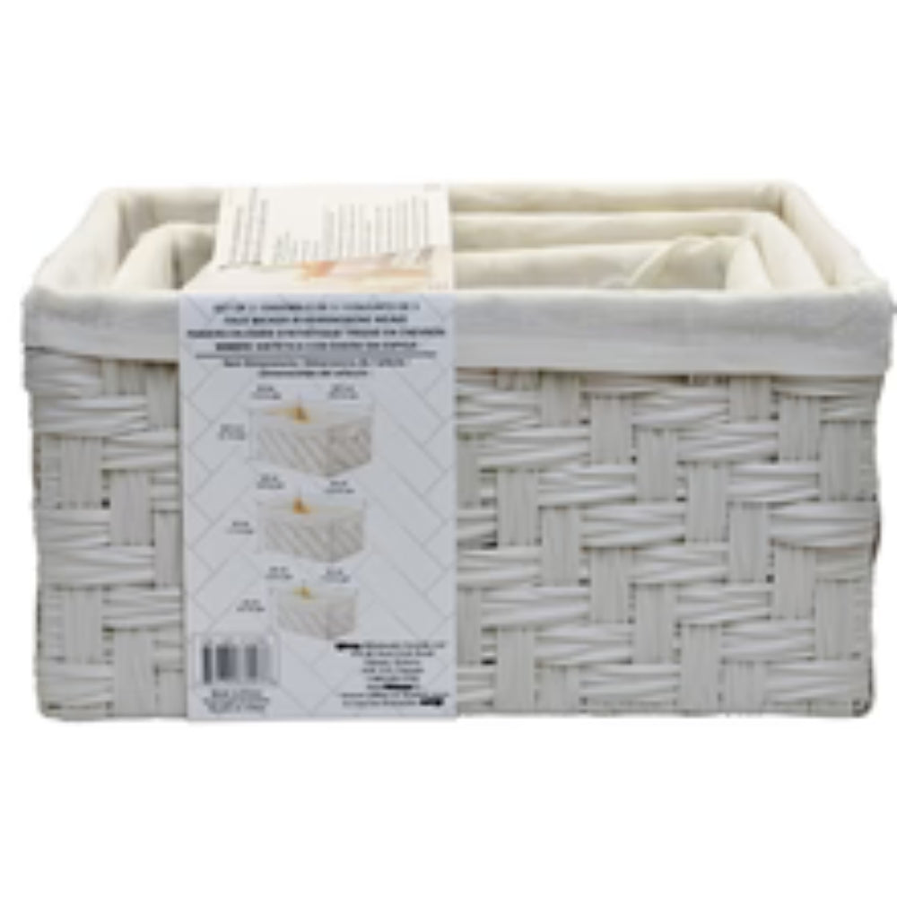 Baum - Bacs en faux osier à chevrons, paquet de 3