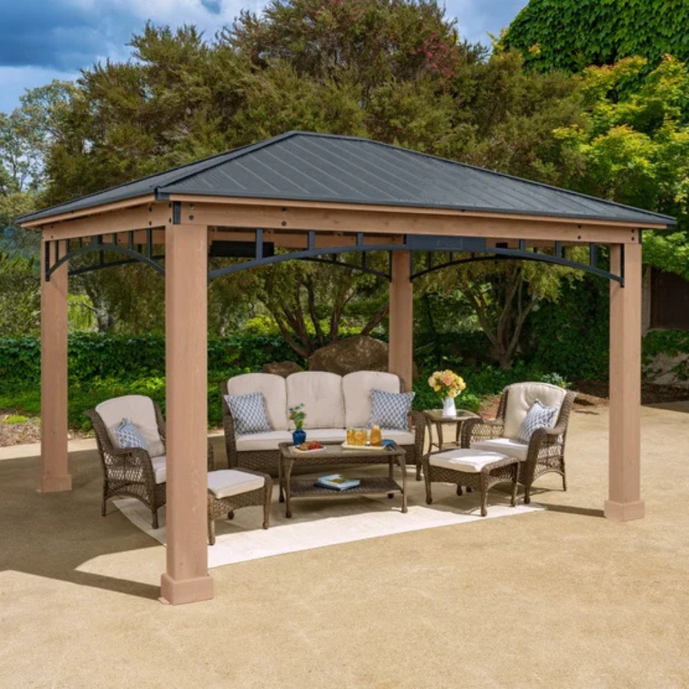 Yardistry - 12 ft × 14 ft Pavilion with Aluminum Roof