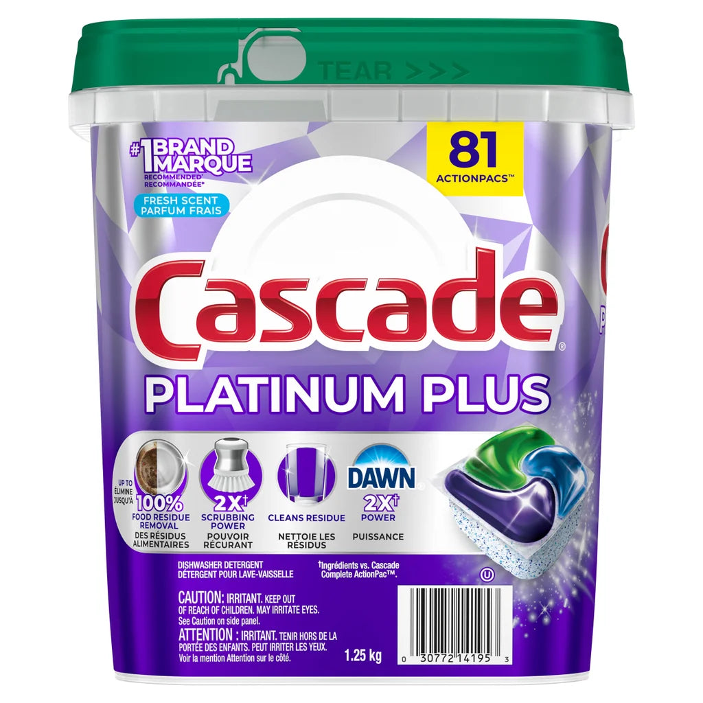 Cascade - Puds pour lave-vaisselle Platinum Plus, paquet de 81