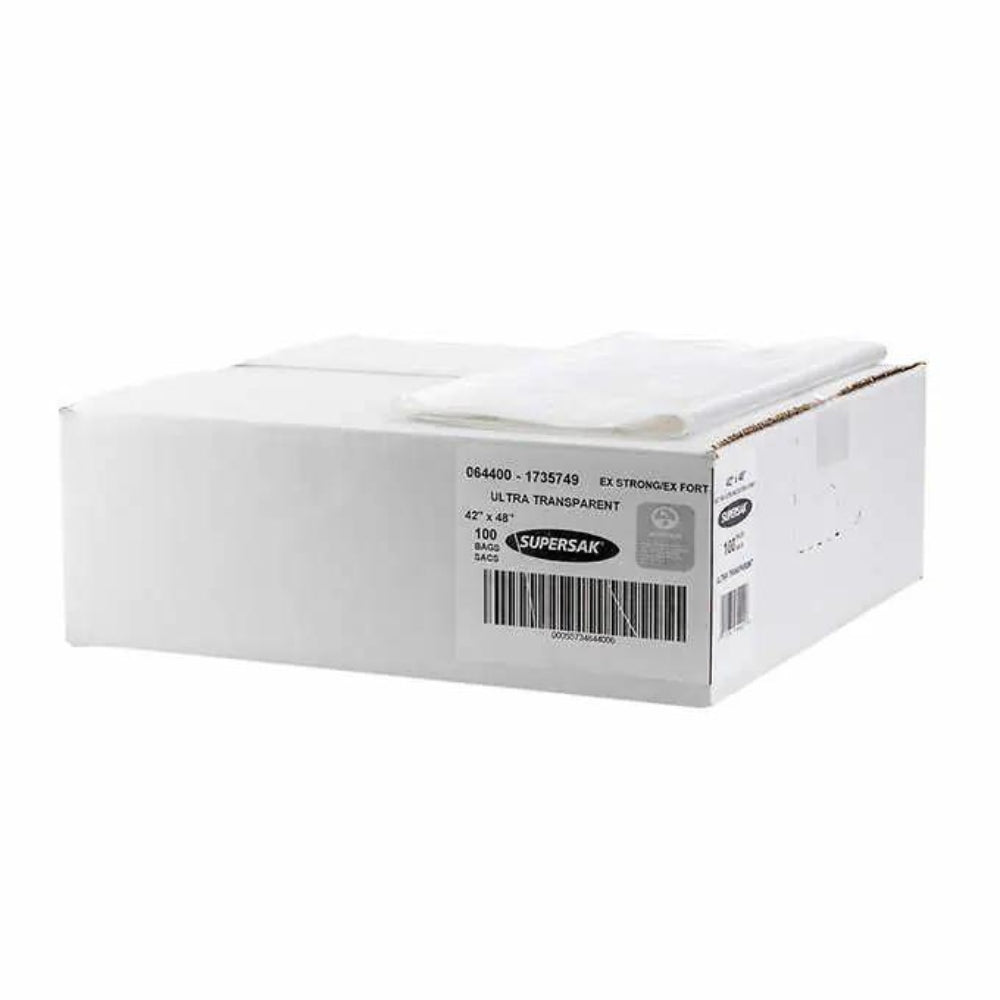 SUPERSAK Pack of 100 Extra Strong Clear Plastic Bags