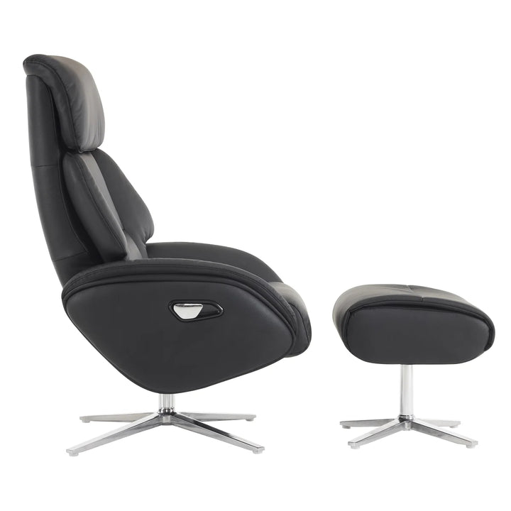 Dola Hills – Fauteuil inclinable en cuir pleine fleur avec ottoman