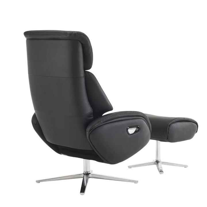 Dola Hills – Fauteuil inclinable en cuir pleine fleur avec ottoman