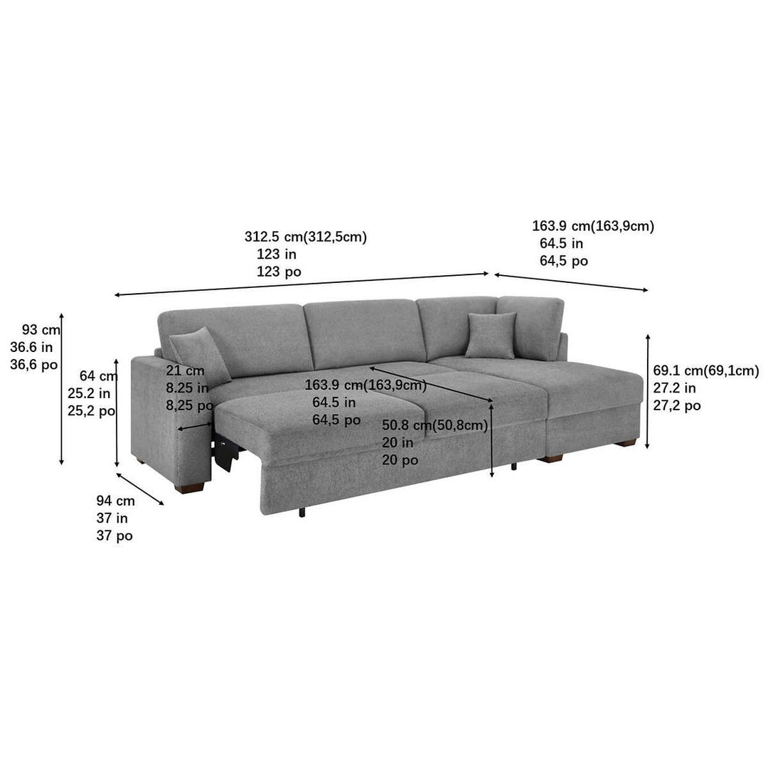 Thomasville - 2-Piece Convertible Fabric Sectional