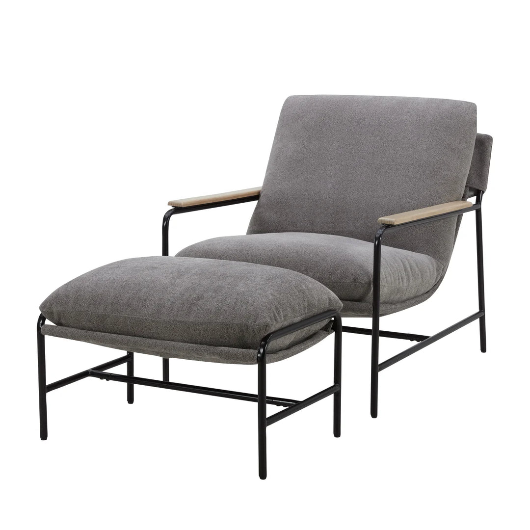 Aiden & Ivy – Fauteuil en tissu avec pouf