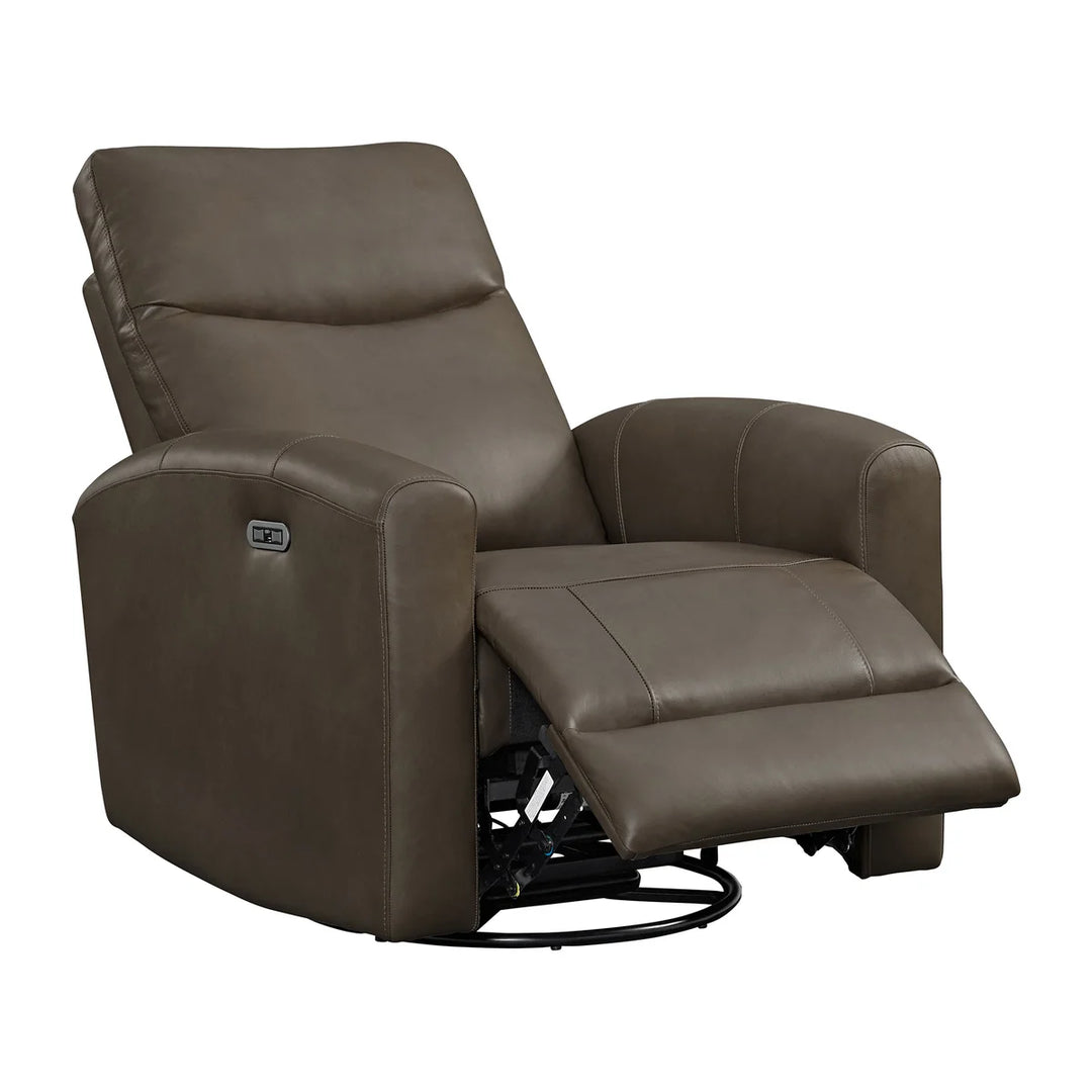 Northridge Home - Fauteuil en cuir pleine fleur pivotant à inclinaison motorisée