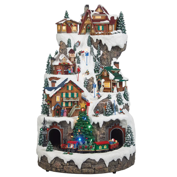 Montagne de ski animée des fêtes