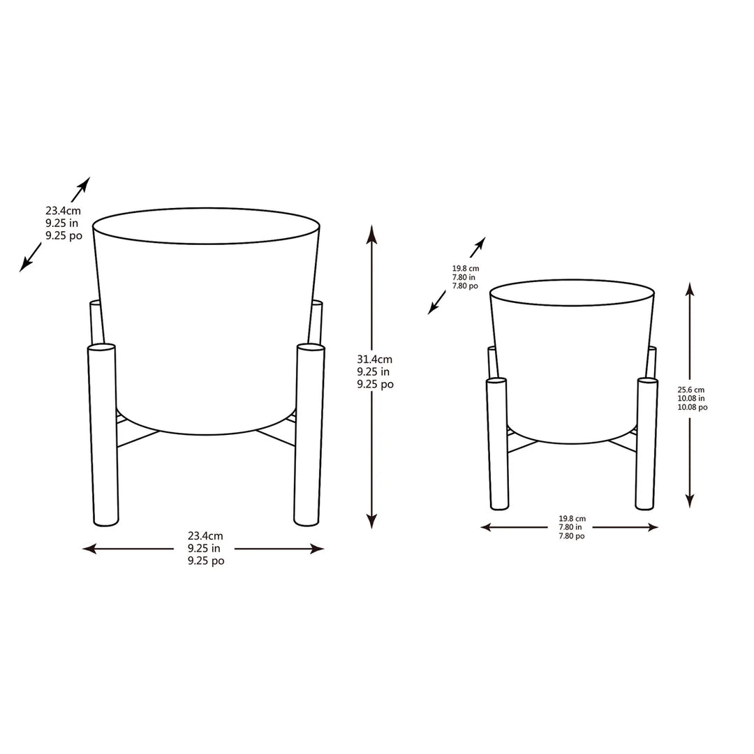Mullally - Jardinières en céramique avec supports en bambou