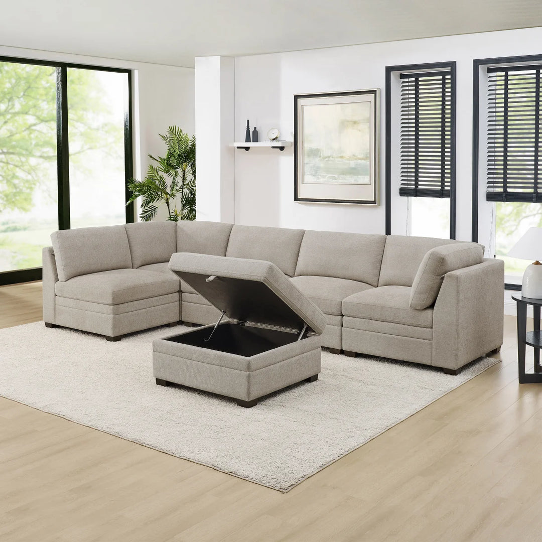 Thomasville - Tisdale Fabric Sectional with Storage Ottoman
