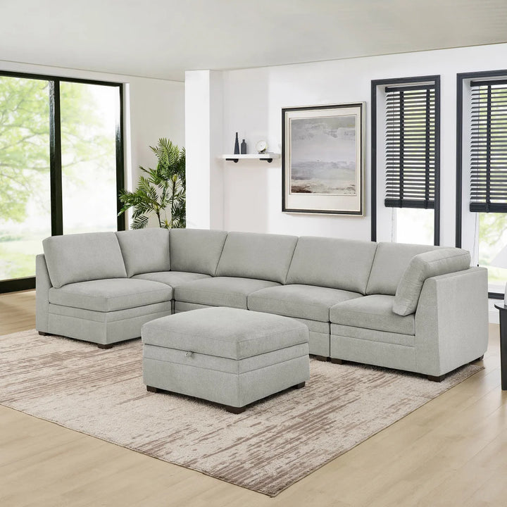 Thomasville - Sectionnel en tissu avec pouf de rangement Tisdale