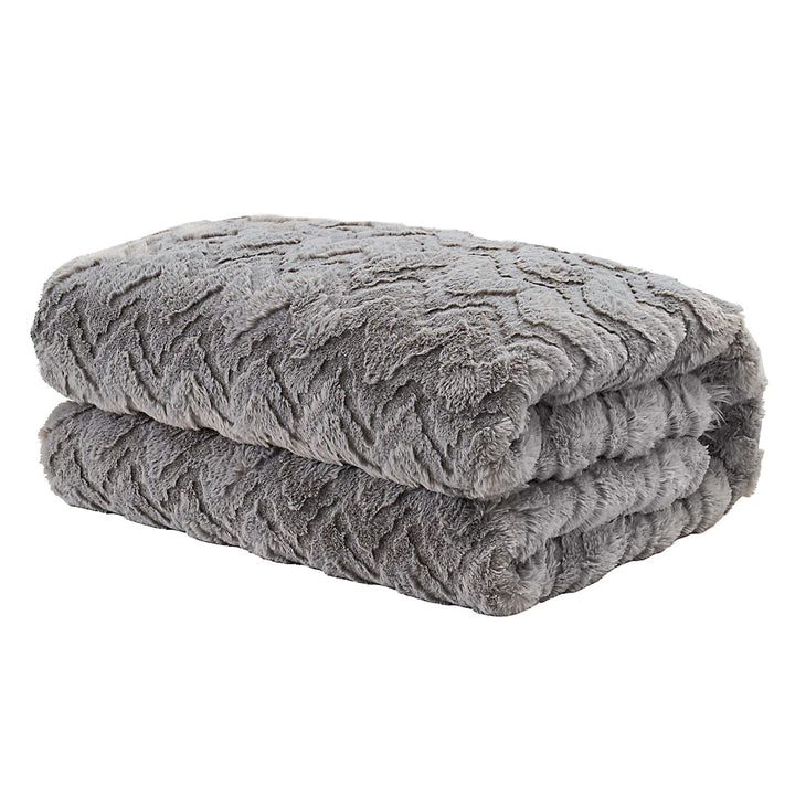 Mon Château - Jeté de luxe jacquard en fausse fourrure