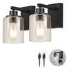 Globe Electric - Rechargeable Glass Wall Sconce, 2-pack