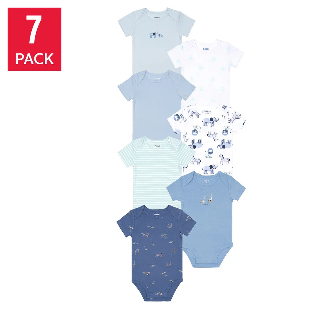 Pekkle - Baby Short Sleeve Bodysuits, Pack of 7