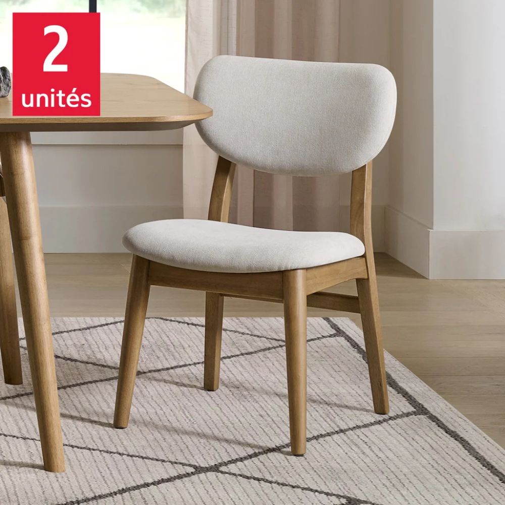 Pike & Main - Ensemble de 2 chaises en tissu pour salle à manger