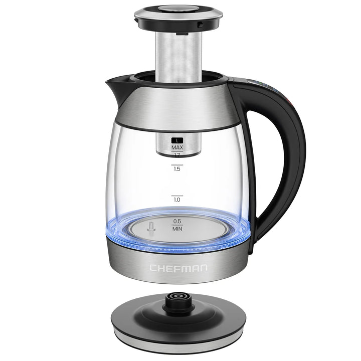 Chefman - Bouilloire numérique à double paroi en verre de 1,7 L