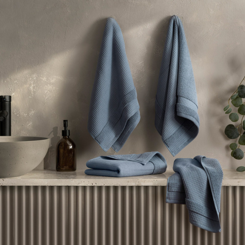 Welhome - Set of 4 Waffle Texture Hand Towels