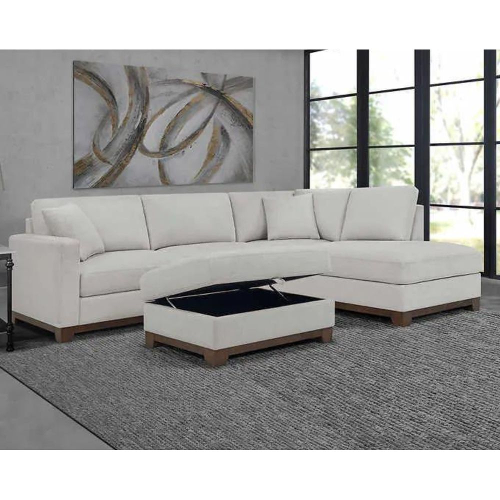 Thomasville - Three Piece Sectional Sofa with Storage Ottoman 