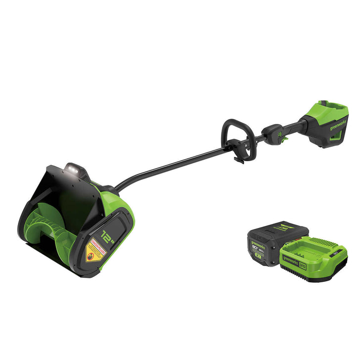 Greenworks - Pelle à neige 80V 12" sans contact, batterie 2.0 Ah et chargeur inclus