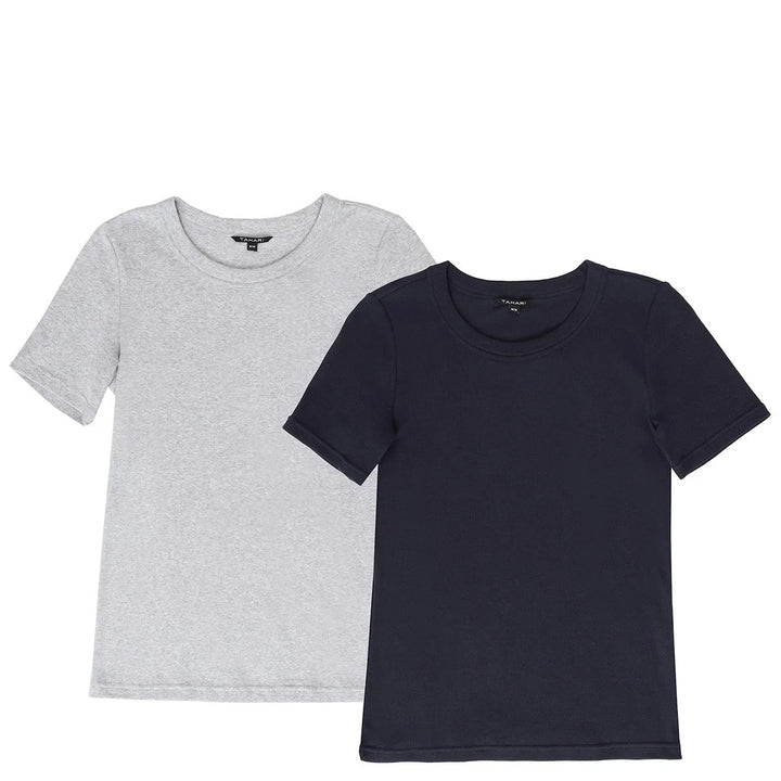 Tahari – T-shirt en coton côtelé, paquet de 2