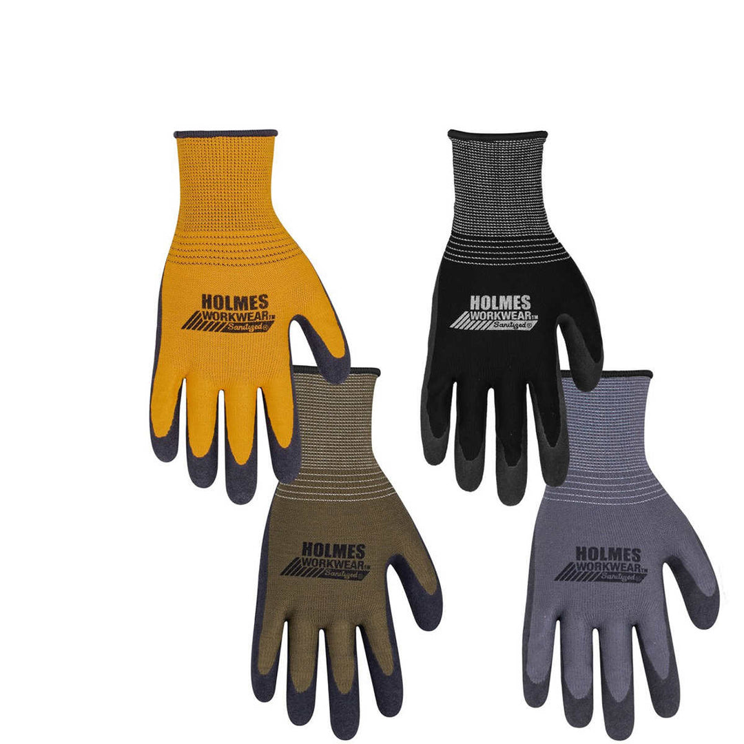 Holmes Latex Foam Coated Gloves, 10 Pack