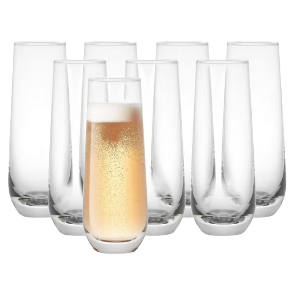 JoyJolt - Milo Stemless Crystal Champagne Flutes, Pack of 8