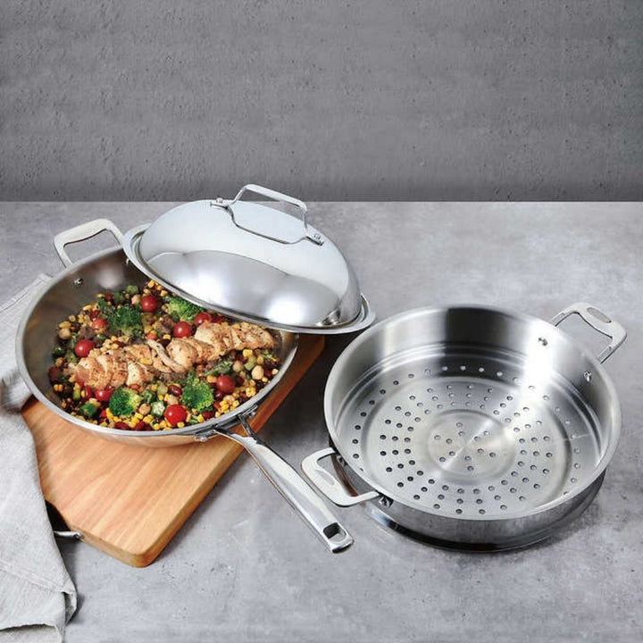 Linkfair - Wok avec couvercle et cuiseur vapeur de 12,5 po