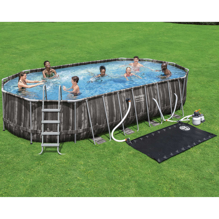 Bestway - Piscine hors terre Power Steel ovale + chauffe-eau solaire 22'